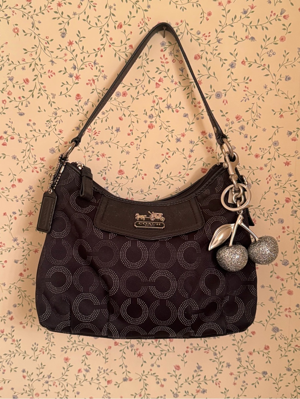 Coach Madison Dotted Op Art Black Shoulder Bag